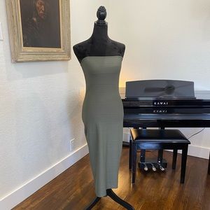 Missguided khaki green midi dress